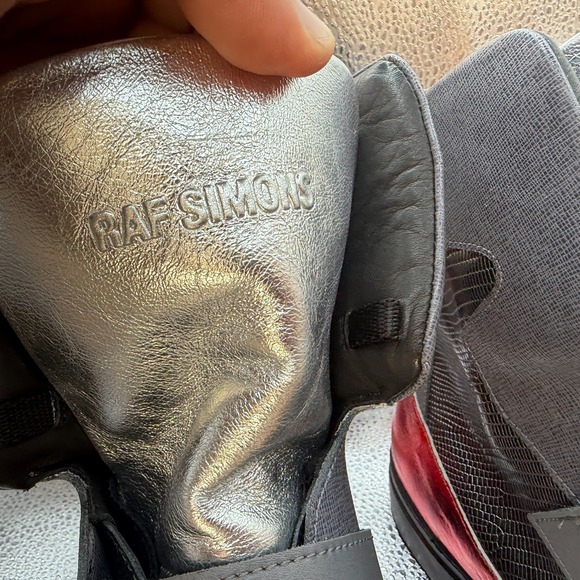 Size 11 Raf Simons x Sterling Ruby Gray Mens Metallic Leather High-Top Trainers main image 11